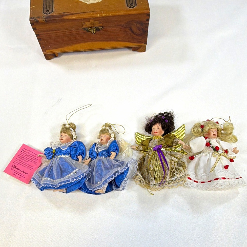 Paradise Galleries Fabric Hanging Angel Ornaments Set of 4 Christmas Holiday